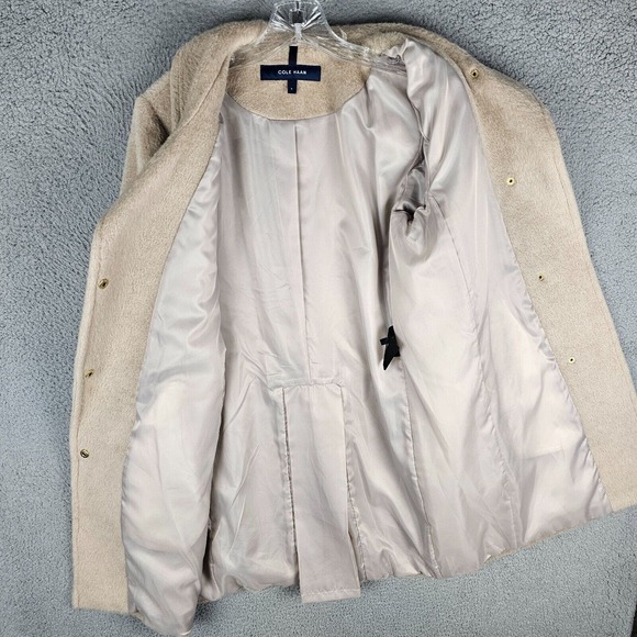 COLE HAAN Alpaca Wool Snap Button Wrap Look Coat Size 8 - Picture 6 of 8